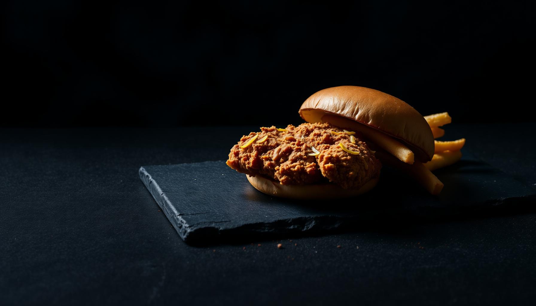 Crispy fried chicken sandwich and fries